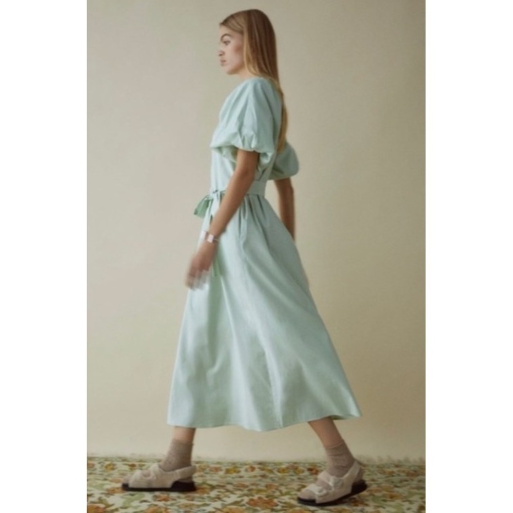 Reformation Dress Size Medium Green Lloydโ Pistachio Maxi Organic Cotton NO belt
